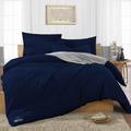 SGI 600 TC Double Size Soft Sateen Weave 4PCS Duvet Covers Sets, Long Staple Egyptian Cotton Navy Blue Bedding Set- Fitted sheet, Duvet Cover with 2 Pillowcases, Easy Care