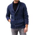 GAOHONGMEI Mens Knitted Cardigan Sweaters Shawl Collar Double Breasted Winter Jumper Long Sleeve Winter Warm Jackets blue-XXL
