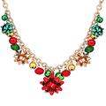 FORgue Women'S Christmas Necklace Flowers Colorful Bells Necklace Colorful Chain Earrings Christmas Jewelry Necklace with (Color : Gold, Size : One Size)
