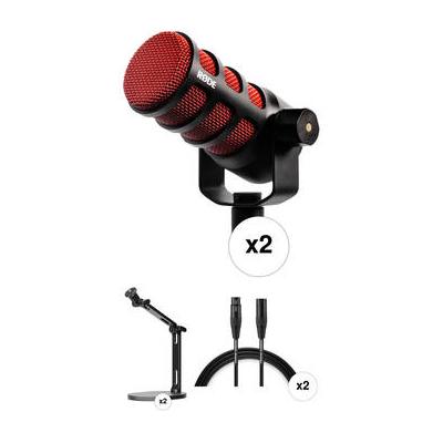 RODE PodMic 2-Person Podcasting Microphone Kit with Desktop Arms and Cables (Red PODMIC-50