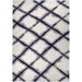 Black/Blue 90 x 63 x 1.1 in Area Rug - Hokku Designs Garegin Geometric Machine Woven Rectangle 6'7" x 9'6" Area Rug in Ivory/Blue/Black | Wayfair