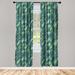 East Urban Home Floral Aquarelle Curtains Bohemian Jungle Pair of Fern Green & Dark Teal Microfiber | 95 H x 28 W in | Wayfair