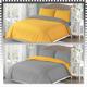 Polycotton Reversible Duvet Cover Set Mustard Grey Soft Bedding with Piped Edge Pillowcases