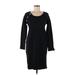 Stowaway Collection Casual Dress - Sheath Scoop Neck 3/4 sleeves: Black Solid Dresses - Women's Size Medium
