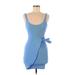 Zara Casual Dress - Bodycon Scoop Neck Sleeveless: Blue Dresses - Women's Size Small