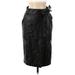 Nude Faux Leather Midi Skirt Long: Black Solid Bottoms - Women's Size 42