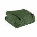 Cotton Geometric Diamond Weave Blanket in Twin Size Forest Green