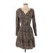 Old Navy Casual Dress - Wrap: Brown Leopard Print Dresses - Women's Size X-Small