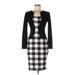 Oxiuli Fashion Casual Dress: Black Houndstooth Dresses - Women's Size Medium