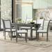 7 Piece Wood Dining Table Set with Trestle Base, 6 Upholstered Chairs