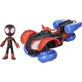 Spidey and His Amazing Friends Marvel Change N Go Techno-Racer and 4-Inch Miles Morales: Spider-Man Action Figure 2 in 1 Vehicle for Kids Ages 3 and Up Frustration Free Packaging
