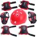 JIAHUI 1 Set Riding Helmet Outdoor Protector Cycling Skateboard Protective Gear Knee Pad Elbow Pads Sports Protective Pads (Red Helmet 7pcs Protective Gears)