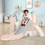 Toddler Slide and Swing Set 5 in 1, Kids Playground Climber Slide Playset with Telescope, Freestanding Combination