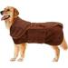 Geyecete Dog Drying Coat -Dry Fast Dog Bag - Dog Bathrobe Towel - Microfibre Fast Drying Super Absorbent Pet Dog Cat Bath Robe Towel Luxuriously Soft-Khaki-S