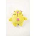 goDog Happy Fat Catz Squeaky Plush Dog Toy Chew Guard Technology - Yellow Small