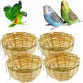 4 Pack Tiny Handwoven Bamboo Bird Nest Cage House Hatching Breeding Cave with Hook for for Small Bird Parrot Budgie Parakeet Cockatiel Conure Lovebird Finch Canary Cockatoo African Grey