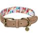Blueberry Pet Shades of Rainbow Multicolor Triangles Genuine Full Grain Leather & Polyester Combo Adjustable Dog Collar Medium Neck 15 -18