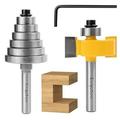 Exqutoo 1/4 Inch Shank Rabbet Router Bit Set with 6 Adjustable Bearing Carbide Tipped Rabbeting Bit(1/8 1/4 5/16 3/8 7/16 1/2 ) CNC Router Bits Woodworking Tools for Doors Drill Bitâ€¦