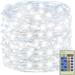 Decute 300LED 99FT Fairy String Lights Christmas Lights Silver Wire with Remote Firefly Starry Light for DIY Christmas Tree Costume Wedding Party Table Centerpiece Decor Cool White
