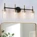 Alva Modern 4-Light Black and Gold Bathroom Vanity Lights Cylinder Glass Wall Lamp - 27.5 L x 6 W x 11 H