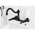 Kingston Brass Vintage Two-Handle 2-Hole Wall Mount Bathroom Faucet Oil Rubbed Bronze Oil Rubbed