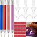 4 Pieces LED Diamond Painting Drill Pen 5D Diamond Painting Lighted Pen Diamond Painting Accessories with 20 Pieces Painting Glue Clay 9 Pieces Pen Heads for Painting Craft (Pink Gold Blue Red)