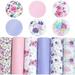 David accessories 6 Pcs 7.7 x 12.9 (20 cm x 33 cm) Solid Color Floral Printed Faux Leather Fabric Sheets Include 2 Kinds of Leather Fabric for DIY Bows Earrings Making Crafts (Flower Printed Set C)