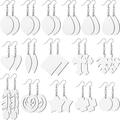 32 Pieces Sublimation Earring Blank Heat Transfer Wire Hooks Earrings Unfinished Wood Teardrop Earring Pendants in 12 Assorted Shapes with Earring Hooks for DIY Jewelry Making