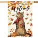 AVOIN colorlife Fall Cat Welcome House Flag 28x40 Inch Double Sided Outside Maple Leaves Seasonal Thanksgiving Holiday Yard Outdoor Decorative Flag