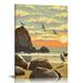 COMIO Haystack Rock Oregon Coast Giclee Art Print Poster from Travel Artwork