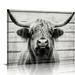 EastSmooth Highland Cow Wall Art Cow Pictures Wall Decor Rustic Black and White Funny Highland Cow Wall Art Canvas Poster Farmhouse Longhorn Canvas Wall Art Decor Poster Decor