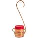 Monarch Abode 19047 Handcrafted Single Hanging Hummingbird Feeder with Metal Hummingbird Ornament Outdoor Decor for Garden Backyard Patio and Deck Pure Copper