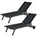 2PCS Outdoor Lounge Chair Chaise Recliner Aluminum Fabric Adjustable Black