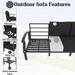 Kullavik Aluminum Outdoor Patio Furniture with Curved Armrests & Firepit Table 9 seats - Black