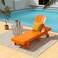 Polytrends Laguna All Weather Poly Pool Outdoor Chaise Lounge - with Wheels Orange