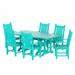 Polytrends Laguna 7-Piece Rectangular Poly Eco-Friendly All Weather Outdoor Dining Set with Armchairs Turquoise