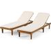 Christopher Knight Home 310751 Madge Oudoor Chaise Lounge with Cushion Set of 2 Teak Finish Cream