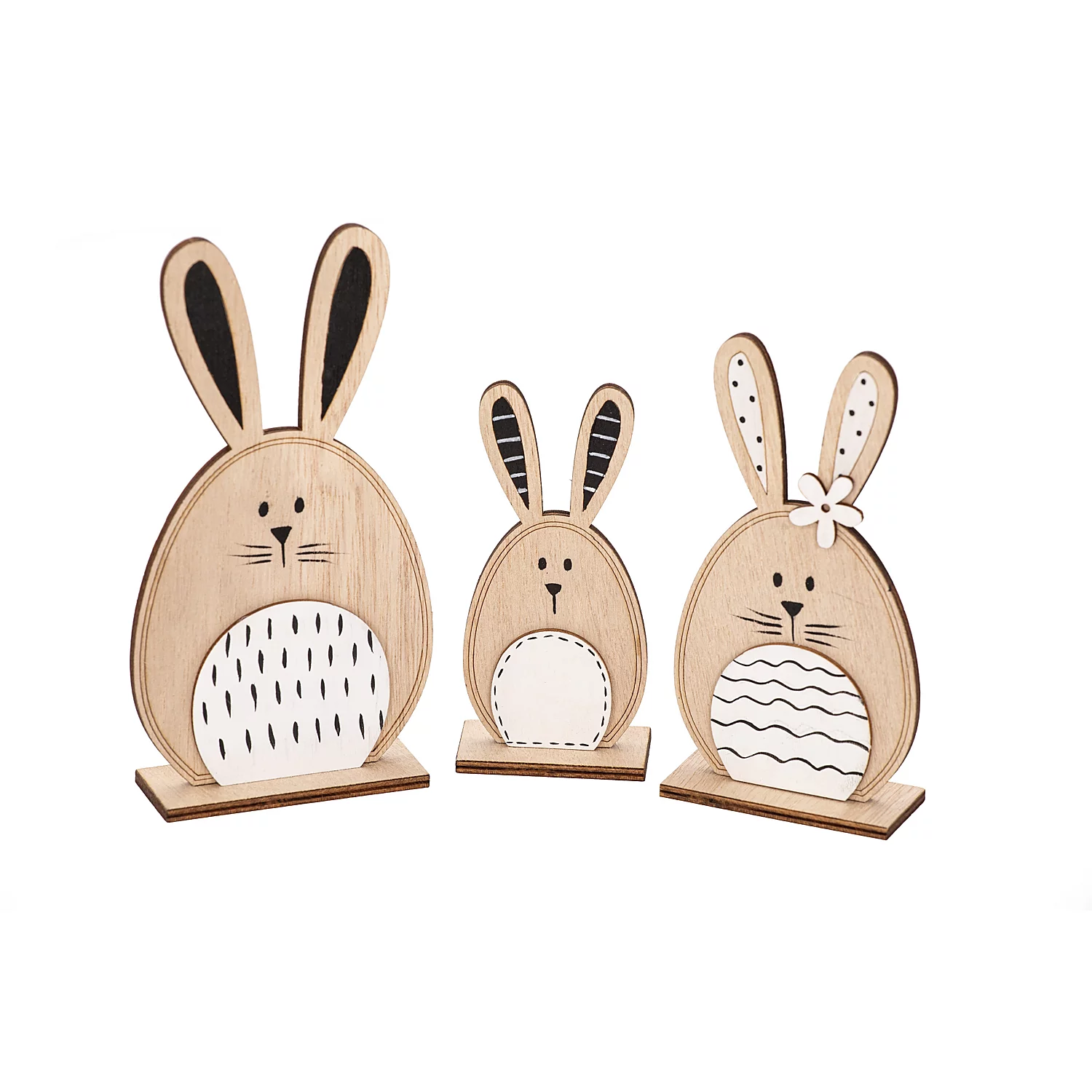 Lapins de déco en bois, 3 pièces