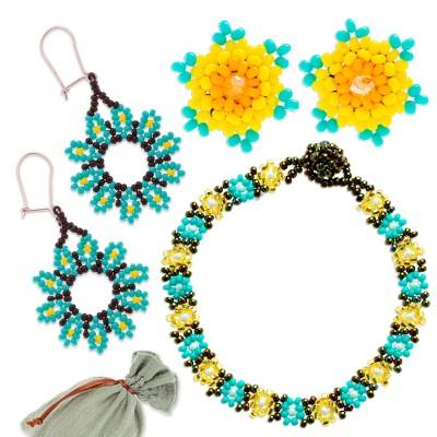 Arcadian Flowers,'Handmade Crystal and Glass Beaded Jewelry Curated Gift Set'