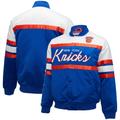 Men's Mitchell & Ness Blue/White New York Knicks Big Tall Heavyweight Full-Snap Satin Jacket