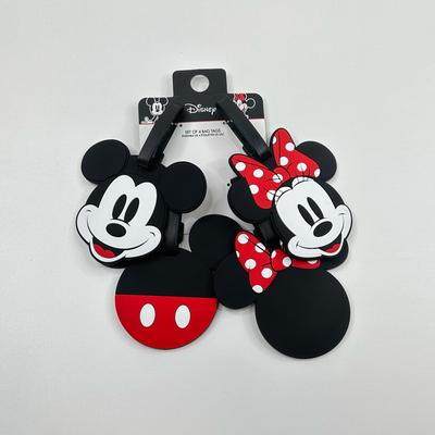 Disney Other | Disney Mickey Mouse And Minnie Mouse Luggage Tags Set Of 4 Rubber Disneyland | Color: Black/Red | Size: Os