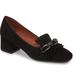 Anthropologie Shoes | Anthropologie Hispanitas Pandora Black Suede Loafer Chain Detail & Block Heel 7 | Color: Black | Size: 7