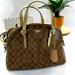 Coach Bags | Coach Brown/Tan/Gold Peyton Mini Domed Satchel Purse W/Crossbody Strap | Color: Brown/Tan | Size: 13.5” X 9” X 6”