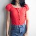 Madewell Tops | Madewell Texture & Thread Cap Sleeve Top Button Down Heirloom Rose Red | Color: Red | Size: S