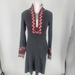 Athleta Dresses | Athleta Gray Fair Isle Sweater Dress Zipper Mock Neck Long Sleeve Womens Size Xs | Color: Gray/Red | Size: Xs