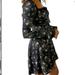 Free People Dresses | Free People Black Tess Floral Long Sleeve Smock Mini Dress~Size Small~Nwt | Color: Black/Cream | Size: S