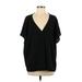 ee:some Short Sleeve Blouse: Black Print Tops - Women's Size Small