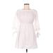 Club Monaco Casual Dress - Mini Boatneck 3/4 sleeves: White Solid Dresses - Women's Size Medium