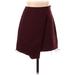 Topshop Casual A-Line Skirt Knee Length: Burgundy Solid Bottoms - Women's Size 0