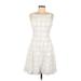 London Times Casual Dress - Party Scoop Neck Sleeveless: White Print Dresses - Women's Size 8